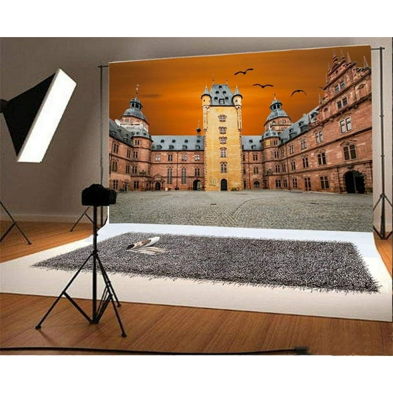 ABPHOTO 7x5ft Photography Backdrop Castle Aschaffenburg European Architecture Vintage Brick Floor Photo Background Backdrops