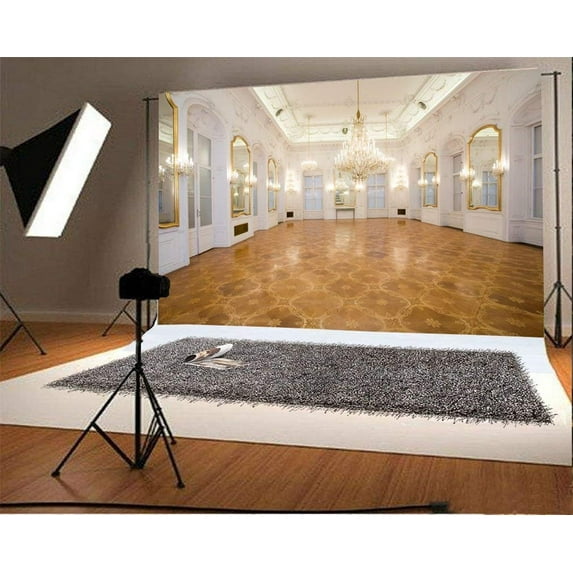 ABPHOTO 7x5ft Photography Backdrop Castle Interior Luxury Palace Droplight White Wall Marble Floor Photo Background Backdrops