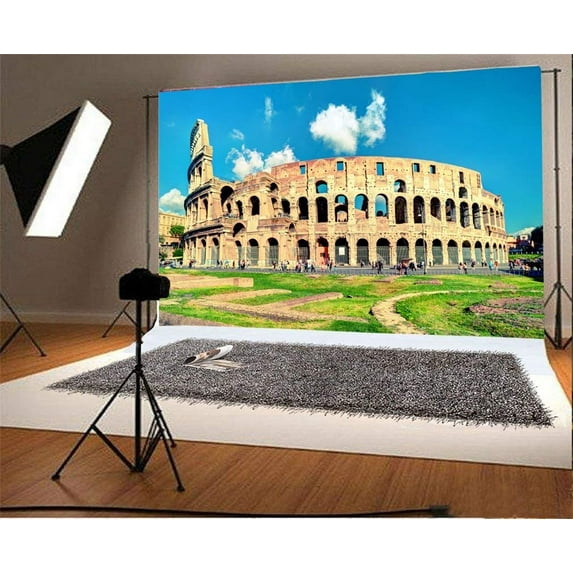 ABPHOTO 7x5ft Photography Backdrop European Architecture Ancient Roman Coliseum Blue Sky Scene Photo Background Backdrops