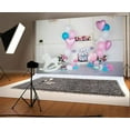 thumbnail image 1 of ABPHOTO 7x5ft Photography Backdrop Happy Birthday Cake Smash Balloons Hobbyhorse Fresh Flowers Cakes Floral Vintage Wood Floor Photo Background Backdrops, 1 of 4