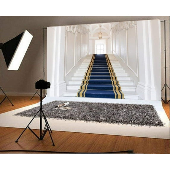 ABPHOTO 7x5ft Photography Backdrop Interior European Architecture Luxury Palace Carpet Droplight White Wall Photo Background Backdrops