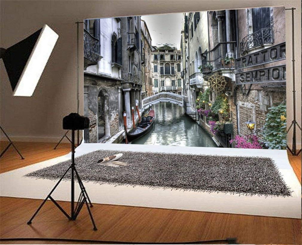 ABPHOTO 7x5ft Photography Backdrop Old Rainy Venice Street and Channels ...