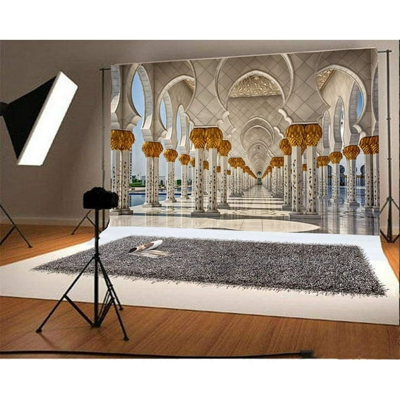 ABPHOTO 7x5ft Photography Backdrop Palace Luxurious Castle Carving Embossment Pillars Marble Floor European Archiculture Interior Photo Background Backdrops