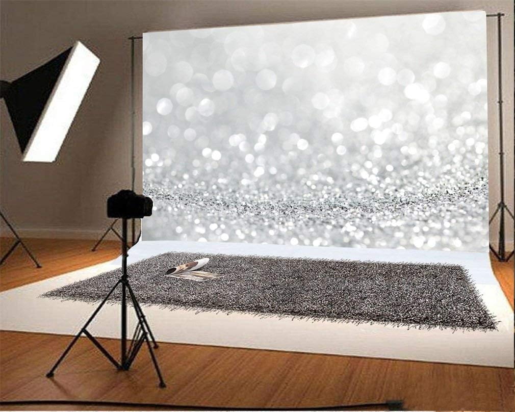 ABPHOTO 7x5ft Photography Backdrop Silver Bokeh Halos Sparkle Sequins ...