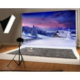 thumbnail image 1 of ABPHOTO 7x5ft Photography Backdrop Snow Covered Landscape Elegant Mountain Ric Village House Wooden Fence Trees Winter Scene Merry Christmas Photo Background Backdrops, 1 of 4