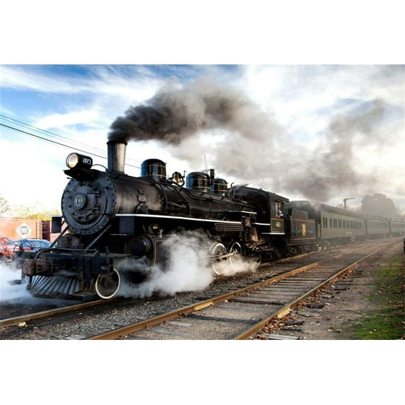 ABPHOTO 7x5ft Photography Backdrop Vintage Steam Train Retro Style Steam Locomotive Nostalgia Backdrops for Photo Shoots Lovers Party Adult Kids Baby