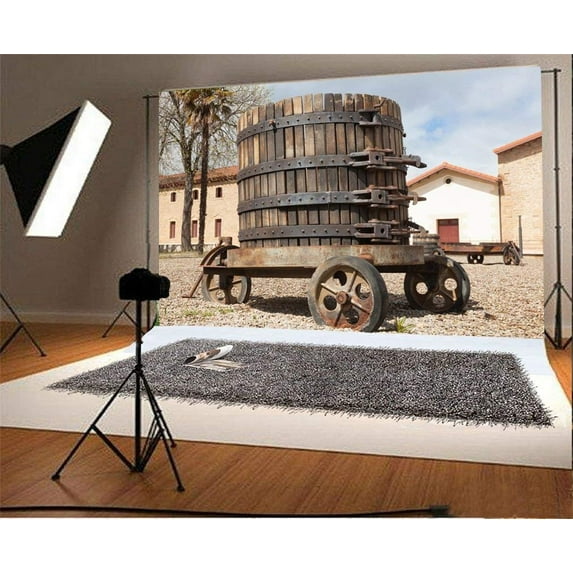 ABPHOTO 7x5ft Photography Backdrop Western Vintage Wooden Barrel Nature Scene Photo Background Backdrops