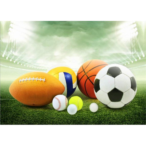 ABPHOTO 7x5ft Sports Game Backdrop Interior Stadium Football Basketball Baseball American Soccer Backdrops for Photography Shining Lights Green Grassland Photo Background Boys Men Studio Props