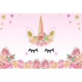 thumbnail image 1 of ABPHOTO 7x5ft Unicorn Backdrop Phtotgraphy Pink Unicorn Party Roses Flowers Edge Pattern Sweet Cute Gold Star Backdrops, 1 of 4