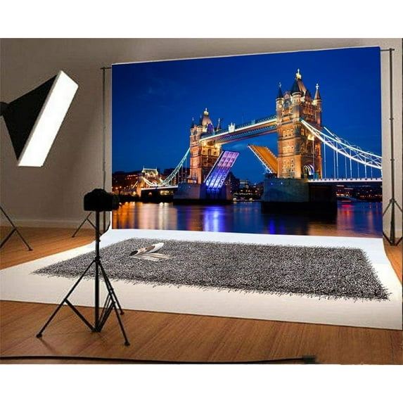 ABPHOTO 7x5t Photography Backdrop London Tower Bridge Night Scene European Architecture Photo Background Backdrops