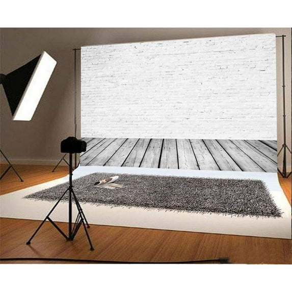 ABPHOTO 7x5t Photography Backdrop Weathered Shabby Chic Brick Wall Vintage Wood Floor Photo Background Backdrops for Photography Photo Shoots Party Adults Wedding Personal Portrait Photo Studio Props