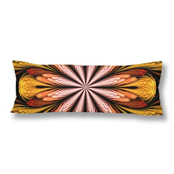 ABPHOTO Abstract Flower Mandala Body Pillow Covers Pillowcase 20x60 inch Orange Brown and Pink Colors Body Pillow Case Protector