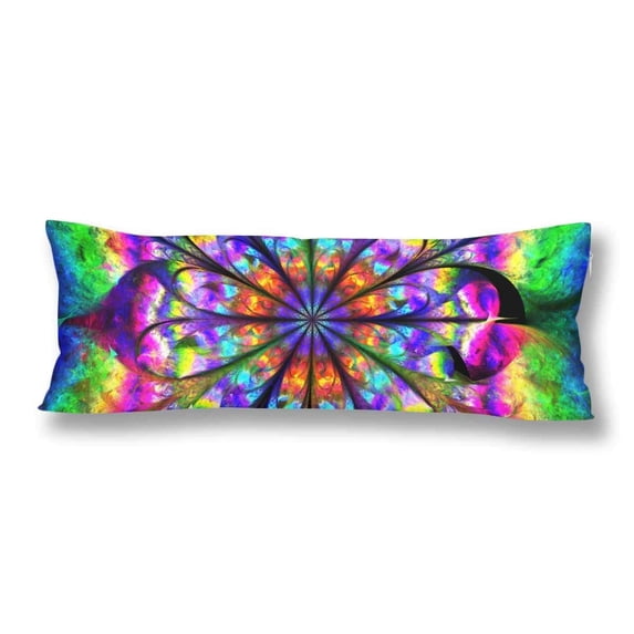 ABPHOTO Abstract Flower Mandala Body Pillow Covers Pillowcase 20x60 inch Rainbow Colors Body Pillow Case Protector