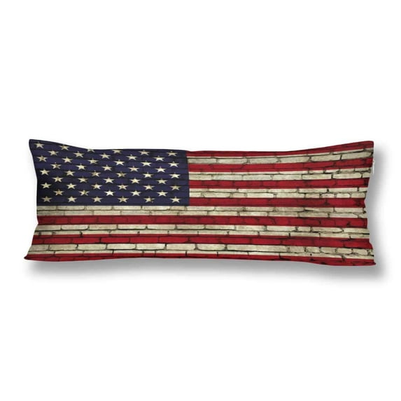 ABPHOTO American Flag on the Wall Body Pillow Covers Pillowcase 20x60 inch Vintage USA Flag Patriotic Body Pillow Case Protector