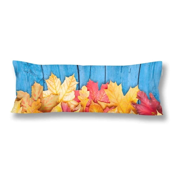ABPHOTO Autumn Leaves Over Wooden Maple Leave Fall Color Leave Pillow Covers Pillowcase 20x60 inch Body Pillow Case Protector