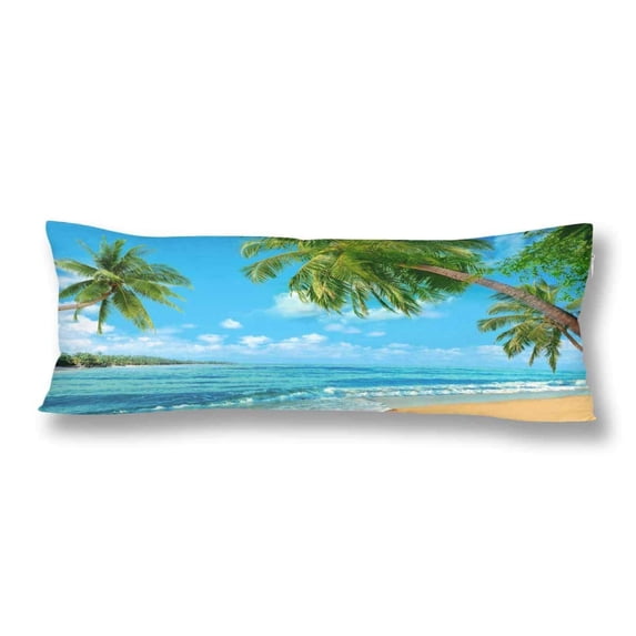 ABPHOTO Beach Oceanfront Palm Tree Body Pillow Covers Pillowcase 20x60 inch Blue Sky Summer Sea Body Pillow Case Protector