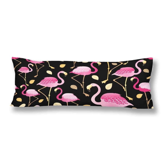 ABPHOTO Beautiful Pink Flamingo Animal Body Pillow Covers Pillowcase 20x60 inch Black Body Pillow Case Protector