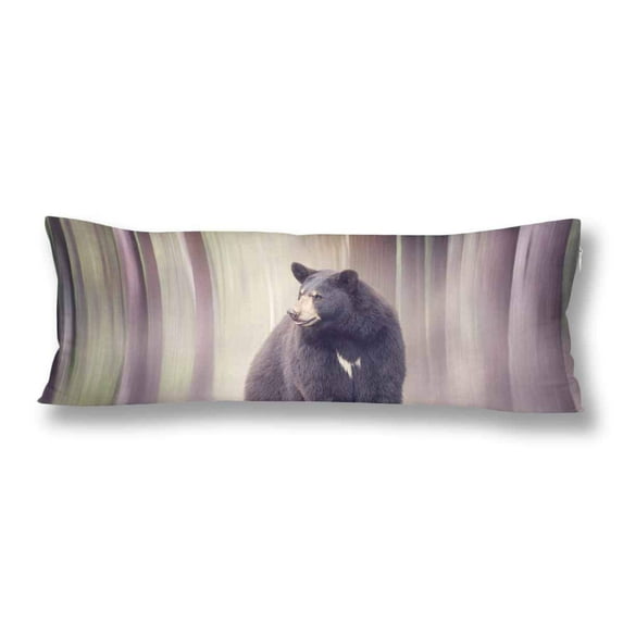 ABPHOTO Black Bear On A Rock In The Woods Body Pillow Covers Pillowcase Throw Pillows 20x60 inch