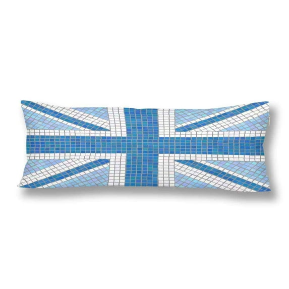 ABPHOTO Blue National Union Jack Pillow Covers Pillowcase 20x60 inch Vintage Mosaic Style Body Pillow Case Protector