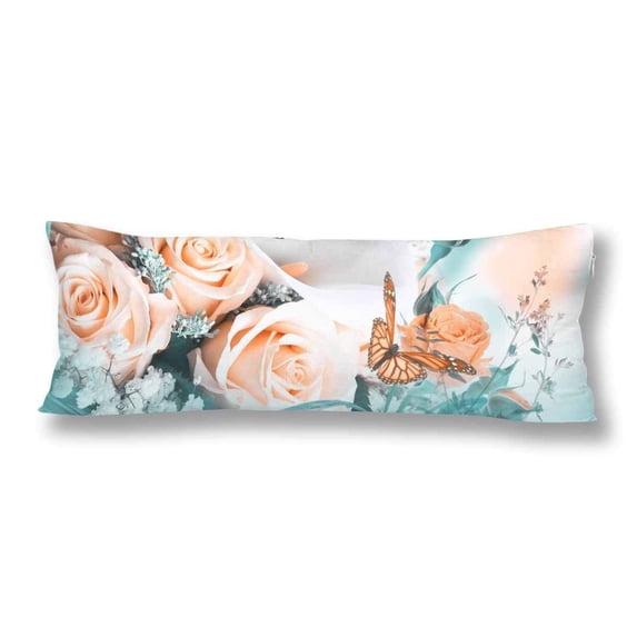 ABPHOTO Bouquet of Yellow Roses and Butterfly Body Pillow Covers Pillowcase 20x60 inch White Calla Lily Body Pillow Case Protector