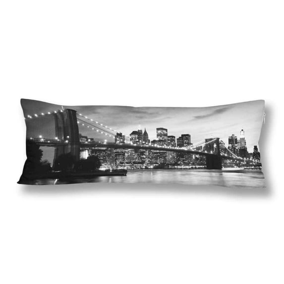 ABPHOTO Brooklyn Bridge Manhattan Sunset Pillow Covers Pillowcase 20x60 inch New York Body Pillow Case Protector