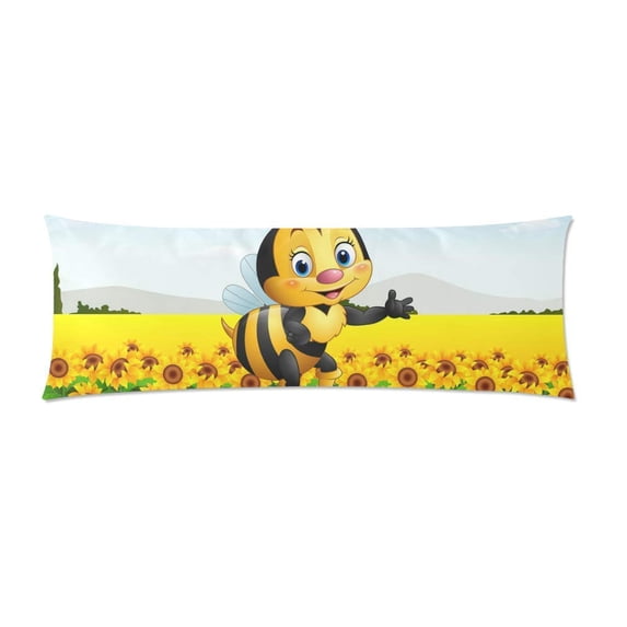 ABPHOTO Cartoon Bee Sunflower Body Pillow Covers Pillowcase Throw Pillows 20x60 inch