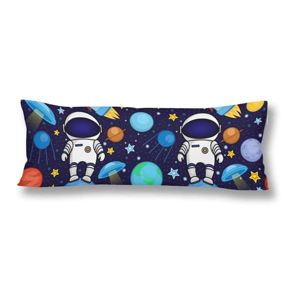 ABPHOTO Cartoon Space Astronauts, Rockets Planets, Stars Space Travel Body Pillow Covers Case Protector 20x60 inch