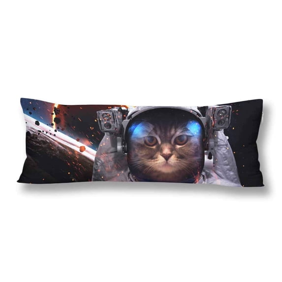 ABPHOTO Cat Astronaut Spacewalk Pillow Covers Pillowcase 20x60 inch Outer Space Universe Planet Body Pillow Case Protector