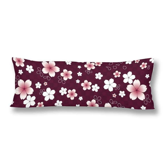 ABPHOTO Cherry Blossom Sakura Spring Body Pillow Covers Pillowcase 20x60 inch Japanese Floral Flower Body Pillow Case Protector