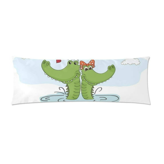 ABPHOTO Crocodiles in Love Long Body Pillowcase Pillow Cover Pillowslip 20x60 inch