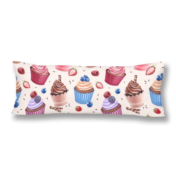 ABPHOTO Cupcakes Seamless Pattern Body Pillow Covers Case Protector 20x60 inch