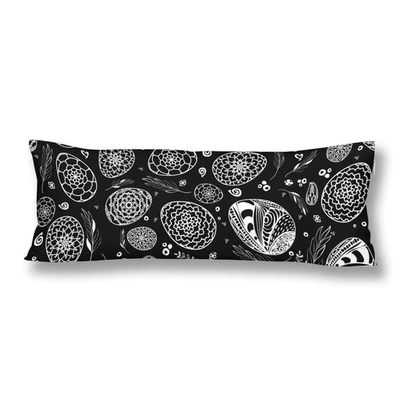 ABPHOTO Easter Seamless Pattern Hand Drawn Eggs Floral Body Pillow Covers Case Protector 20x60 inch