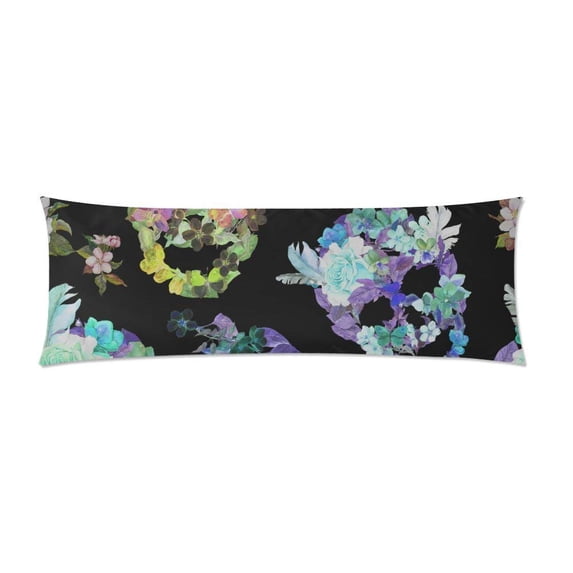 ABPHOTO Floral Skulls Body Pillow Covers Pillowcase Throw Pillows 20x60 inch