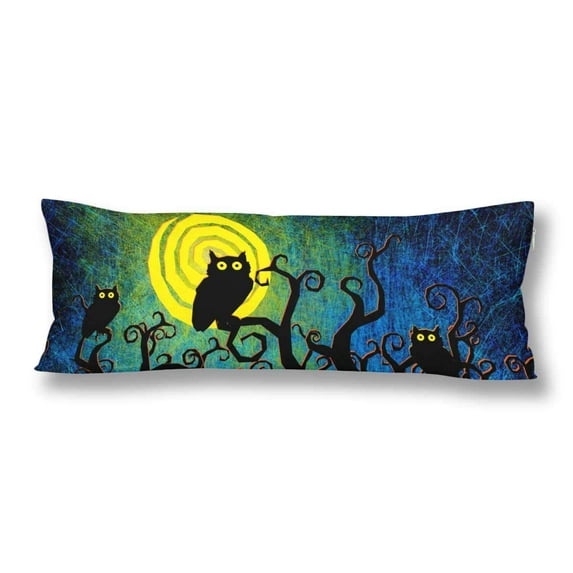 ABPHOTO Halloween Full Moon Owl Body Pillow Covers Case Protector 20x60 inch