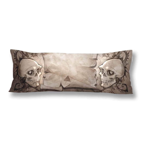 ABPHOTO Halloween Vintage Skull Plants Body Pillow Covers Case Protector 20x60 inch