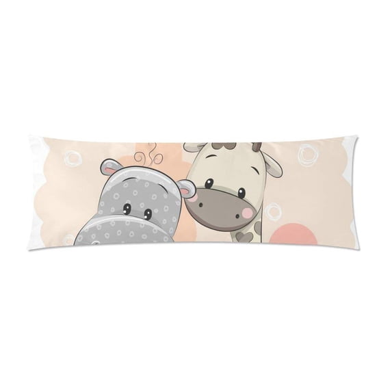 ABPHOTO Hippo And Giraffe Long Body Pillowcase Pillow Cover Pillowslip 20x60 inch