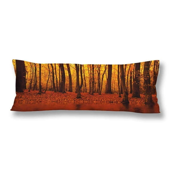 ABPHOTO Lake in Autumn Forest Beautiful Fall Nature Landscape Body Pillow Covers Case Protector 20x60 inch