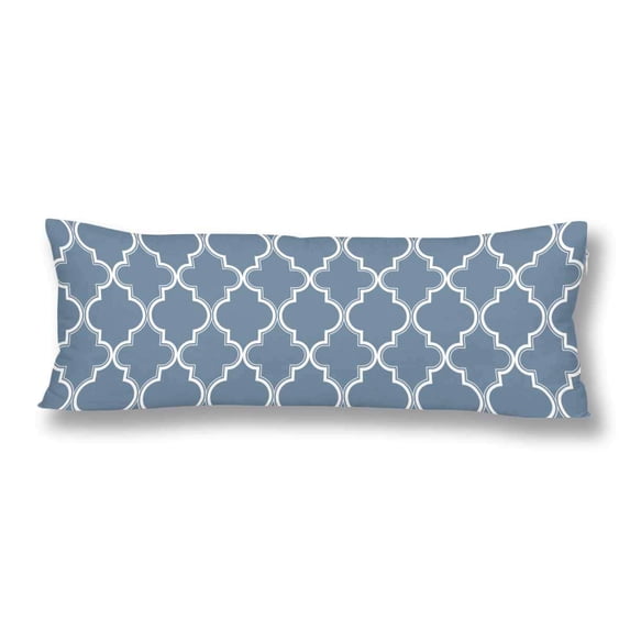 ABPHOTO Light Blue Ornate Chic Moroccan Islamic Pattern Quatrefoil Lattice Body Pillow Covers Case Protector 20x60 inch