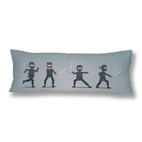 ABPHOTO Ninja Set Characters Showing Different Actions Pillow Covers Pillowcase 20x60 inch Body Pillow Case Protector