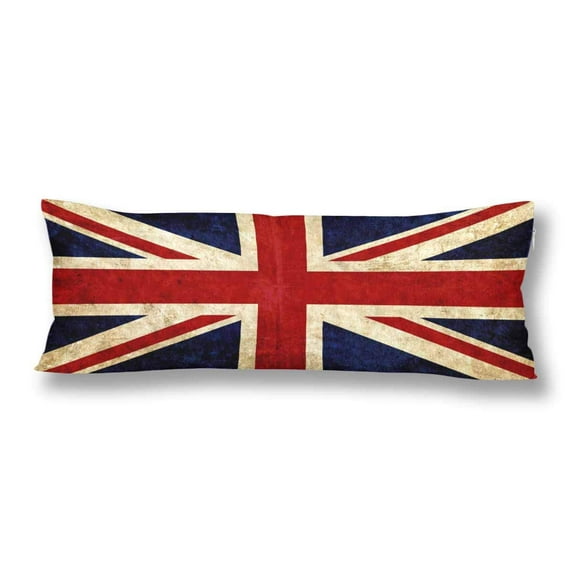 ABPHOTO Old England Union Jack Vintage British Flag of Great Britain Body Pillow Covers Case Protector 20x60 inch