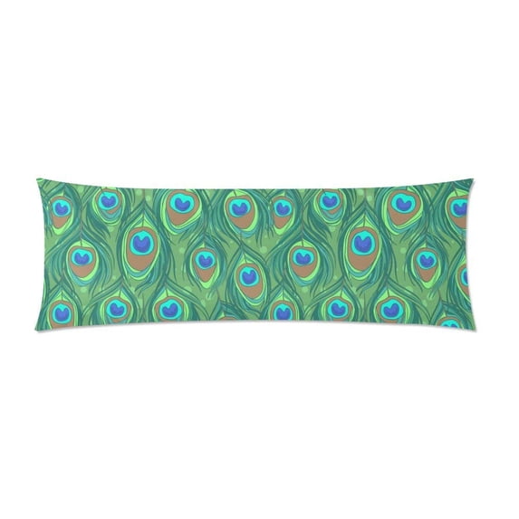 ABPHOTO Peacock Feather Body Pillowcase Pillow Cover Pillow Protector Two Sides Printing 20x60 inch