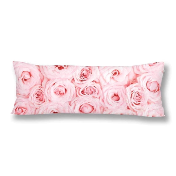 ABPHOTO Pink Fresh Roses Body Pillow Covers Pillowcase 20x60 inch Love Flower Pattern Body Pillow Case Protector