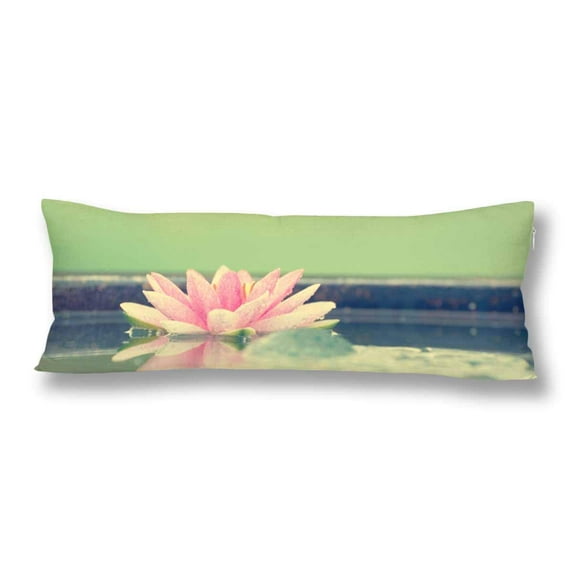 ABPHOTO Pink Waterlily Lotus Water Lilies Flower Retro Style Pillow Covers Pillowcase 20x60 inch Body Pillow Case Protector
