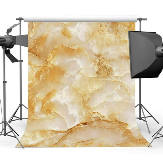 ABPHOTO Polyester 5x7 Yellow Nature Marble Texture Newborns Infant Backdrop and Photographic Photo Studio Props