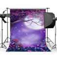 thumbnail image 1 of ABPHOTO Polyester 5x7ft Baby Shower Backdrop Fairytale Enchanted Garden Fresh Flowers Shining Moon Night Butterfly Twinkle Stars Fantasy Photography Background Girls Birthday Photo Studio Props, 1 of 3