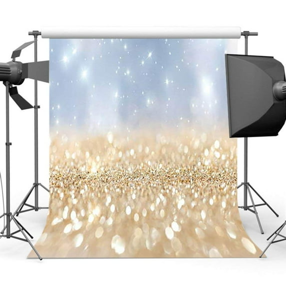 ABPHOTO Polyester 5x7ft Backdrop Gold Sequin Glitter Bokeh Photographers Backdrop Sparkle Spots for Newborn Wedding Backdrop for Photography