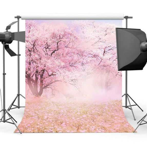 ABPHOTO Polyester 5x7ft Backdrops Romantic Sakura Background Backdrops Pink Color Flower Backdrops for Picture