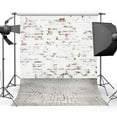 thumbnail image 1 of ABPHOTO Polyester 5x7ft Backdrops White Brick Wall Grey Brick Floor Photography Backdrops Vintage Wall Photography Props, 1 of 3