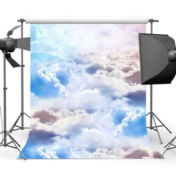 ABPHOTO Polyester 5x7ft Backdrops White Color Blue Sky Photography Background Backdrops