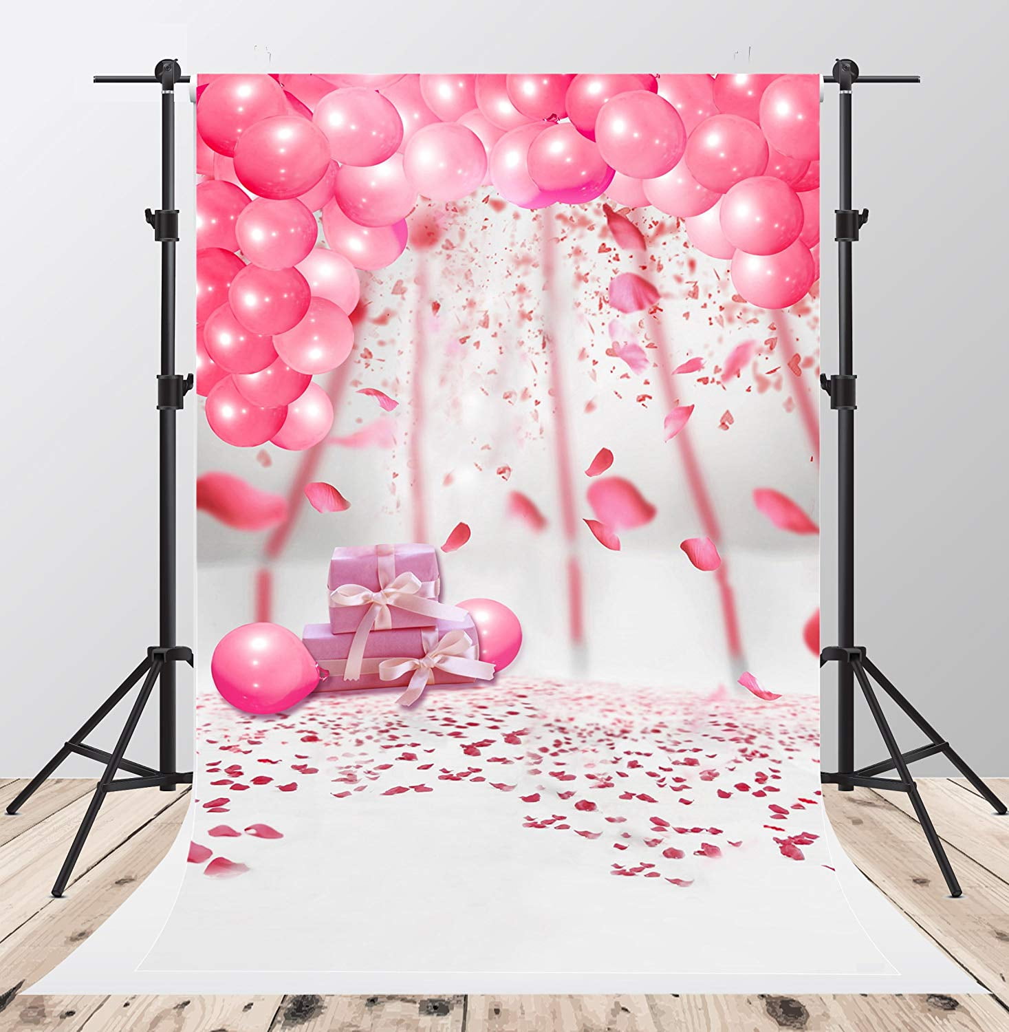 ABPHOTO Polyester 5x7ft Birthday Photography Backdrops Pink Balloons with  Flowers Photo Background for Baby - Walmart.com, image size:1467x1500